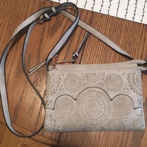 Francesca’s Cross Body Grey Lace Detail Purse